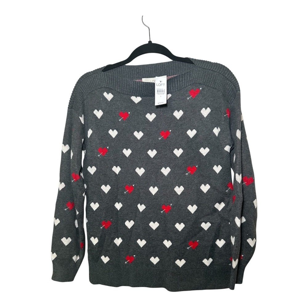 LOFT Charcoal and Burgundy Knit Top